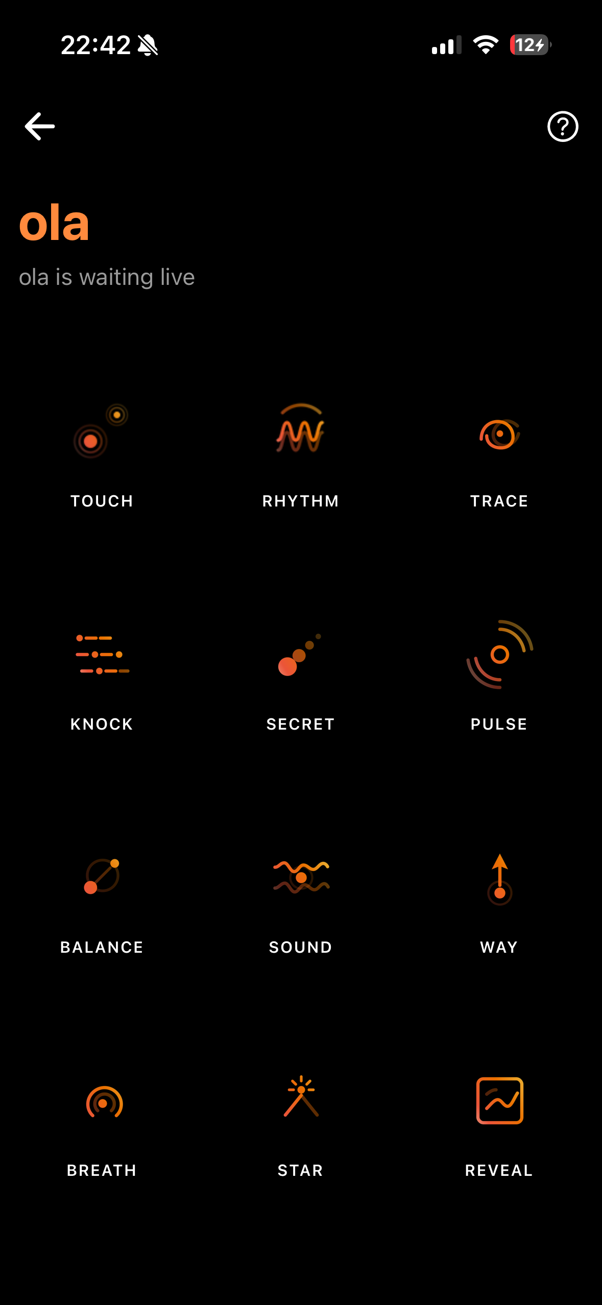 Between live modes screen